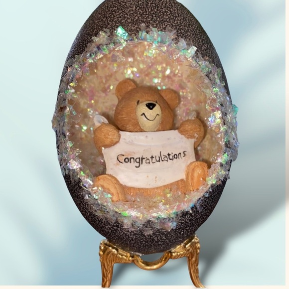 𝑯𝒂𝒏𝒅𝒎𝒂𝒅𝒆 Emu Egg “Congratulations” Gift - Picture 5 of 14
